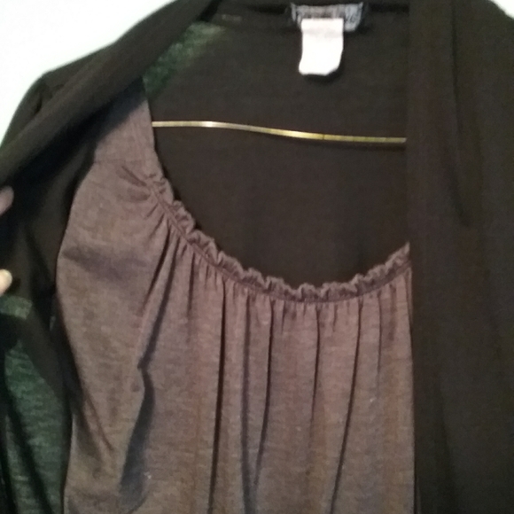 Double Take Petites Black/Grey Dress Shirt - Picture 2 of 5